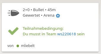 Hinweis im Arena-Turnier