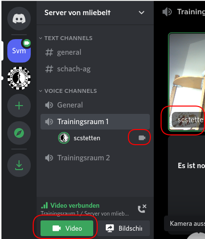 Discord mit Kameraübertragung