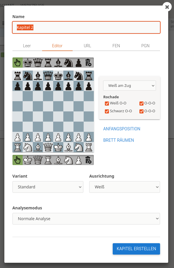 Kapitel erstellen - Details