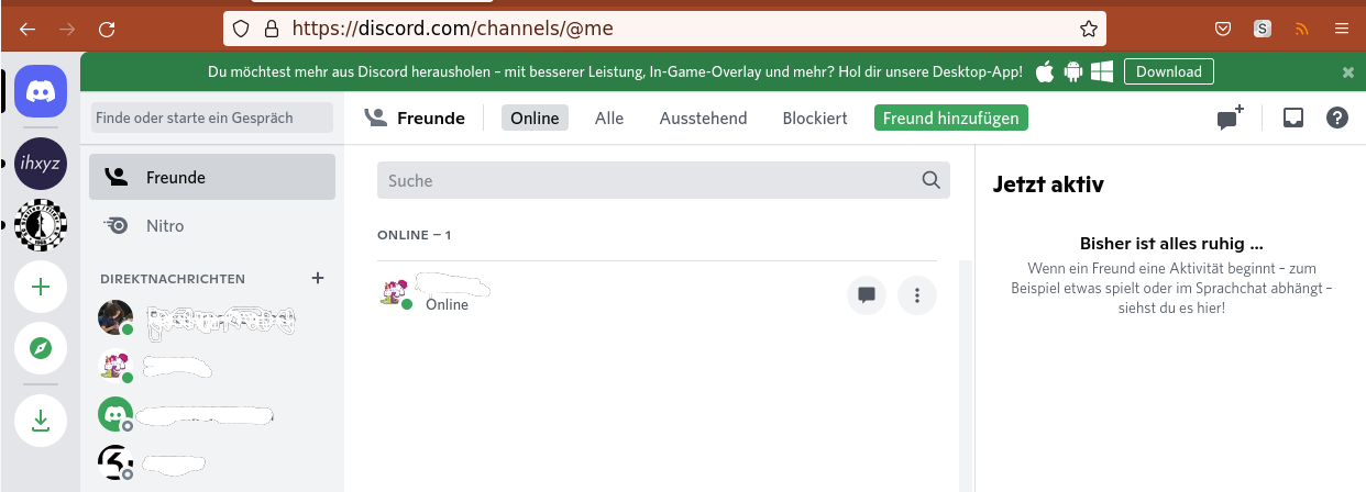 Discord im Browser Grundstruktur